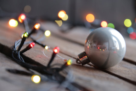 New Year home decorations. Christmas garland.の写真素材