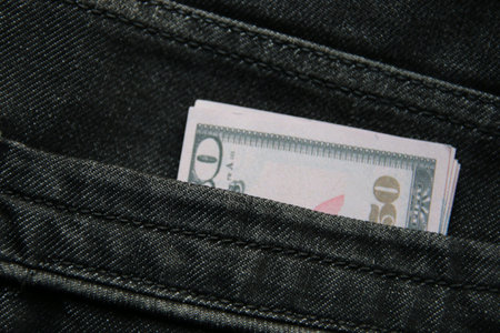 Money in jeans pocket. Jeans Pocket Money. vintage style.