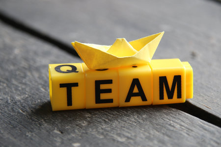 Team creative concept, inscription on yellow cubes.の写真素材