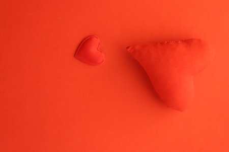 Valentine's Day background. Red heart on a red background.の写真素材