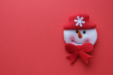 snowman toy. Art Christmas greeting card.