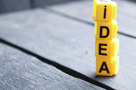 Idea creative concept, inscription on yellow cubes.の写真素材