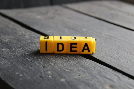Idea creative concept, inscription on yellow cubes.の写真素材