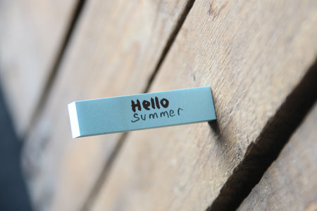 hello summer creative concept. Hand lettering quote.の写真素材