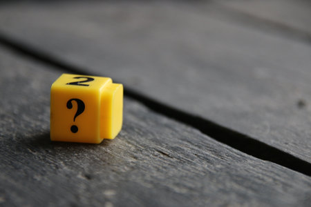 Question mark creative concept, inscription on yellow cubes.の写真素材