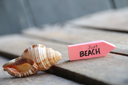 Beach pointer. Just Beach text.の写真素材