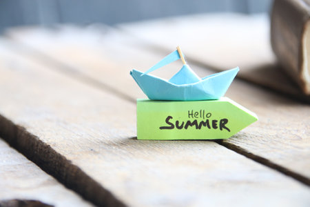 Hello summer. Tropical vacation and summer travel concept.の写真素材