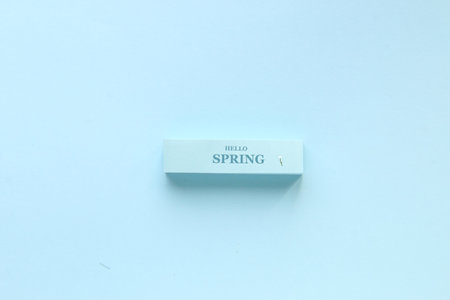 Hello spring. Hand lettering quote.の写真素材