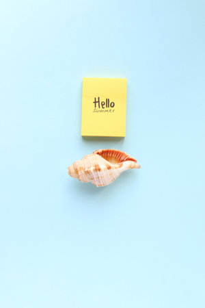 Hello summer concept. Hand lettering quote.の写真素材