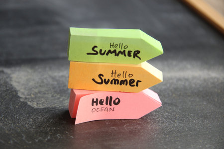 Hello summer greeting text. Its Summer time.