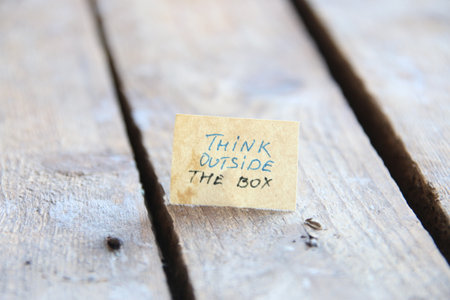 Think outside the box tag, retro background.の写真素材