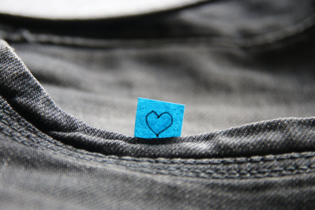 Heart. Drawing on a tag. Happy birthday.の写真素材