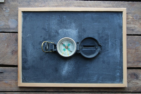 Vintage compass on the table.の写真素材