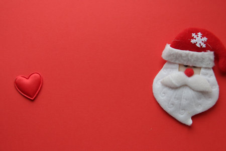 Santa Claus on a red background. Art Christmas greeting cardの写真素材