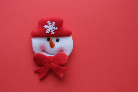 Art Christmas greeting card. Snowman toy.の写真素材
