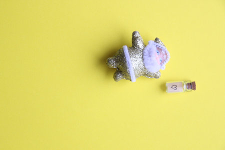 Santa Claus with a heart. Christmas card.の写真素材