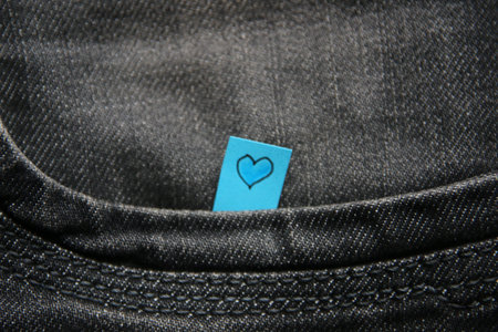 Heart. Drawing on a tag.の写真素材