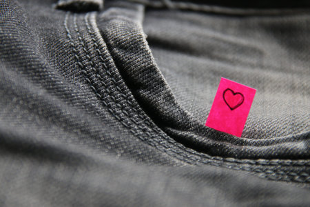 Heart. Drawing on a tag. Happy birthday.の写真素材