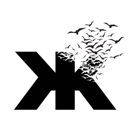 The letter with effect of destruction. Dispersion. Birds.のイラスト素材