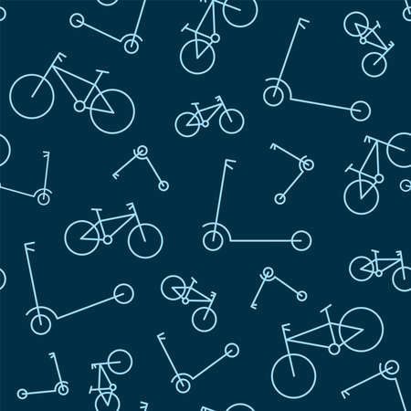 Seamless pattern. Print for clothes. Patterns for packaging. Background from bicycles and electric scooters.のイラスト素材