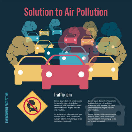 Many cars of different colors. Road congestion. Traffic jams. Automotive sharp or pattern. Solution to Air Pollution.のイラスト素材