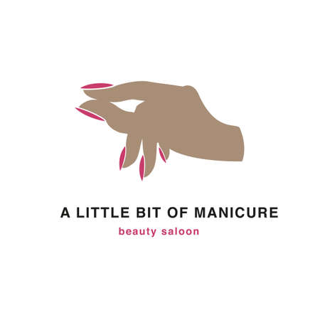Silhouette of a hand with painted nails. Beauty salon icon, logo. A little gesture.のイラスト素材