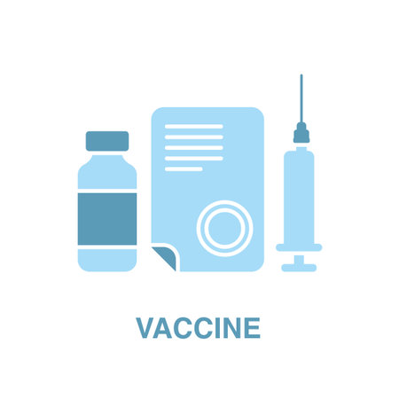 Medical icon. Vial with vaccine and medicine. Prescription or license. Injection.のイラスト素材