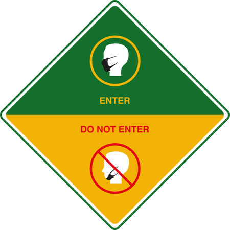 Signs of correct and incorrect wearing of a medical mask. Human head icon in medical mask.のイラスト素材