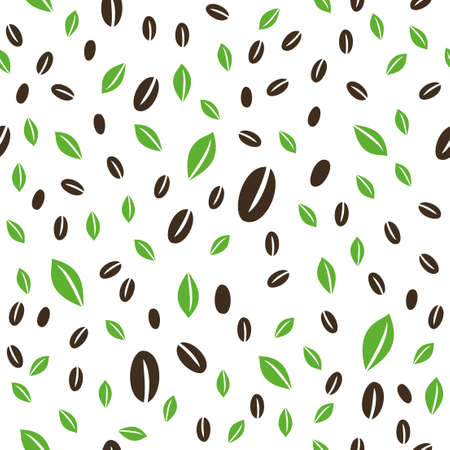 Seamless patterns. Print for clothes. Patterns for packaging. Coffee beans and leaves.のイラスト素材