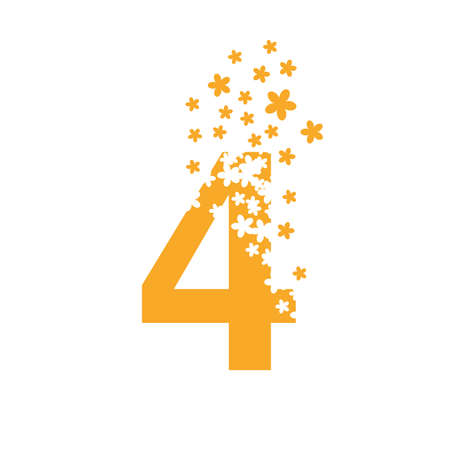 Number 4 dissolves into a cloud of flowers.のイラスト素材