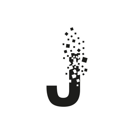 The letter J turns into a cloud of squares of different sizes.のイラスト素材