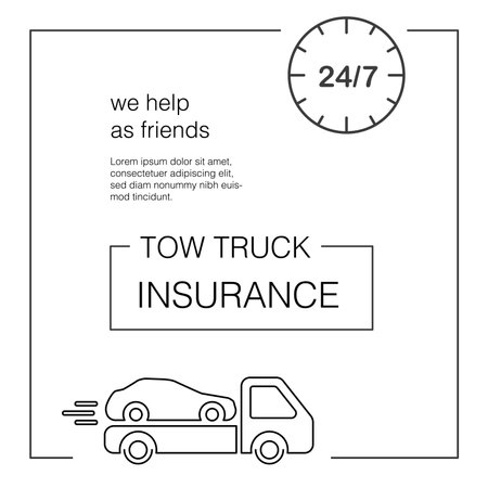 Template or layout for a company engaged in the transportation of cars or tow trucks. Idea for towing insurance.のイラスト素材