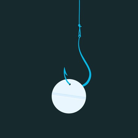 A tablet or pill hangs on a fishing hook.のイラスト素材