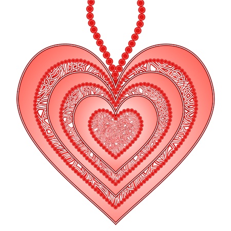 Beautiful pendant as pattern heart isolated on a white backgroundのイラスト素材