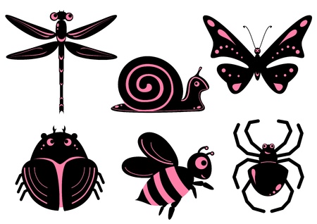 Funny stylized insectsのイラスト素材