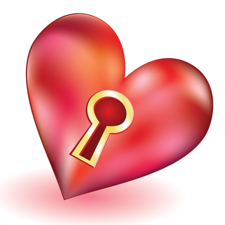 Brilliant volume red heart with a keyhole in the centerのイラスト素材
