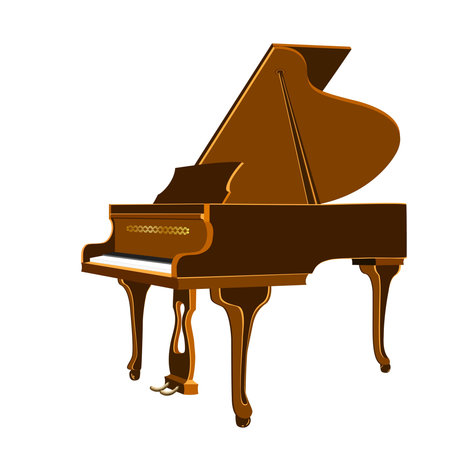 Vector illustration of isolated grand piano on a white backgroundのイラスト素材
