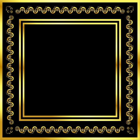 Gold pattern frame with waves and starsのイラスト素材