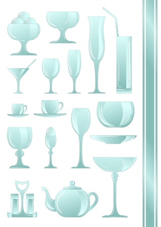A collection of icons of different types of cookwareのイラスト素材