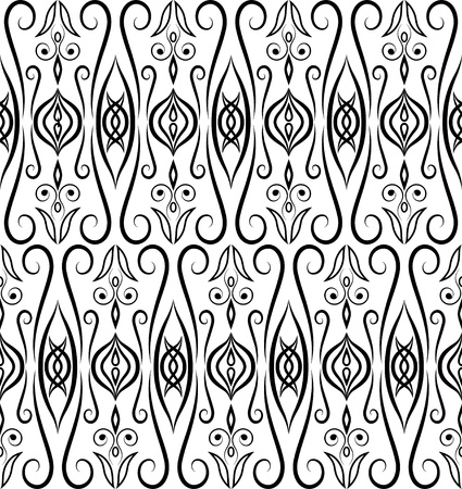 Eastern seamless pattern. Black and whiteのイラスト素材