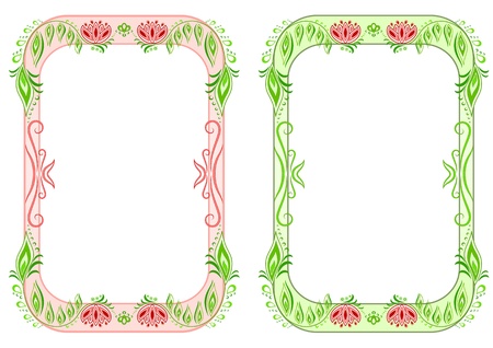 Two oval vertical floral frameのイラスト素材