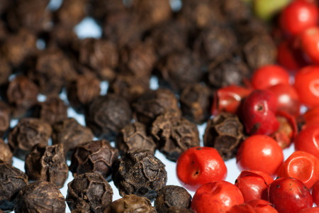 Colorful peppercorns background with a short depth of fieldの写真素材