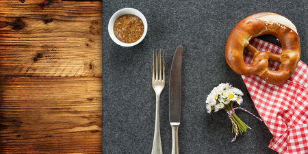 Bavarian covered table for an oktoberfest background