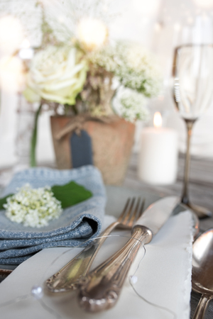 Festive table decoration in vintage styleの写真素材