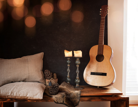 Cozy home interior details for leisure and relaxの写真素材