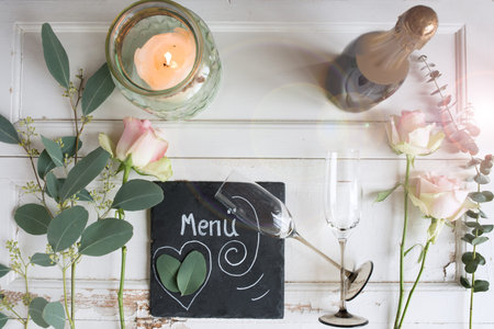 Place setting for a menu in vintage style.