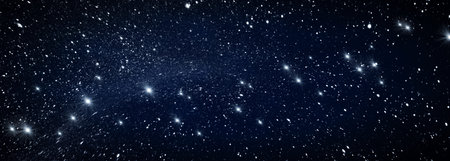 Abstract dark blue starry sky. Shining star constellation in space. Glowing stars in the dark space....