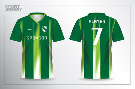 green sport jersey for football and soccer shirt templateのイラスト素材
