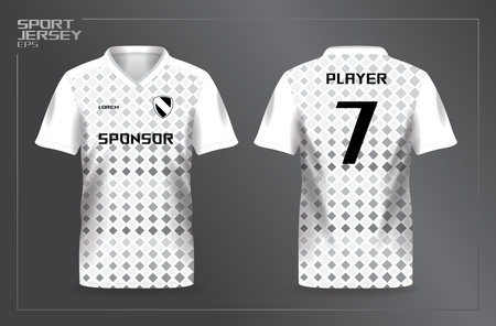 white gray sport jersey for football and soccer shirt templateのイラスト素材