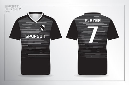 black sport jersey for football and soccer shirt template. Soccer jersey template for football kit or sports uniform. Vector illustrationのイラスト素材